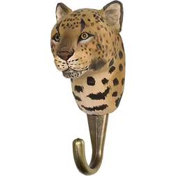 Wildlife Garden Hand-Carved Leopard Hook, Africa Sturdy
