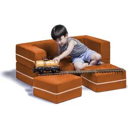 Jaxx Zipline Modular Sofa & Ottomans/Fold Out Lounger, Mandarin