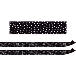 Teacher Created Resources TCR77565-2 Magnetic Border White Painted Dots On Black Pack of 2
