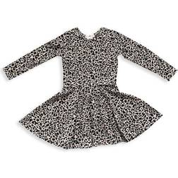 Joe-Ella Girl's Leopard Print Skater Dress - Grey