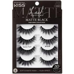 Kiss Lash Couture Faux Mink Eyelashes Multipack, Matte Twill 4.0 pr Matte Black