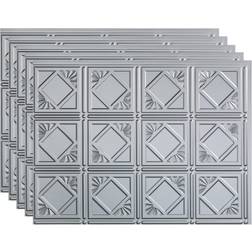 Fasade 18in x 24in Traditional 4 Argent Silver Backsplash Panel 5pk
