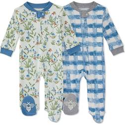 Burt's Bees Baby Size 3-6M 2-Pack Loose Fit With My Gnomies Sleep & Play Footies Ivory/blue Ivory 3-6 Months