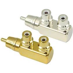Recorder Technologies Rca Male To 2 Rca Female Angle Adapter Gold