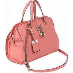 Bulldog Satchel Style Purse with Holster, Fits Small Handguns,Coral Faux Leather
