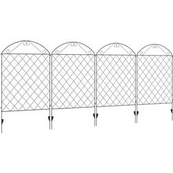 OutSunny Garden Fence, 4 Pack Fence Panels, Flower