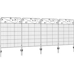 OutSunny Garden Fence 4 Pack Fence Panels Flower