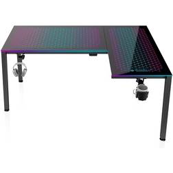 EUREKA ERGONOMIC L-Shaped GTG L60 Tempered Glass Gaming Desk Black