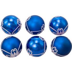 Kurt Adler 80MM Shiny and Matte Glass Blue Ball Christmas Tree Ornament 3.1" 6