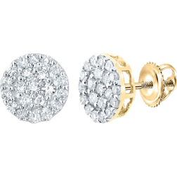 Jewelry Outlet Men's Round Cluster Earring - Gold/Diamonds
