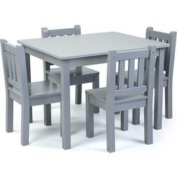 HumbleCrew Camden Rectangle Top Wood Toddler Table & Chair Set 5-piece
