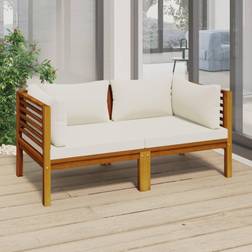 vidaXL 2-Seater Patio Sofa with Cream Outdoor Lounge Set