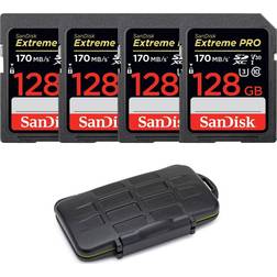 SanDisk 128GB Extreme PRO 170 MB/s UHS-I SDXC Memory Card Bundle with Case