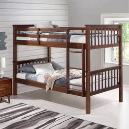 Walker Edison Solid Pine Wood Twin Over Twin Bunk Bed
