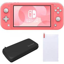 Nintendo Switch Lite in Coral with Screen Protector & Case - Pink