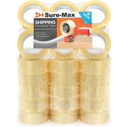Sure-Max Premium Carton Packing Tape 1.8 mil 330 Feet (110 Yards) Clear 1 Case (36 Rolls Total)