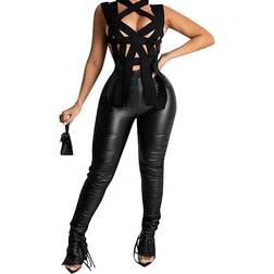 Guisby Knotted Side Stacked High Waisted Pants Women