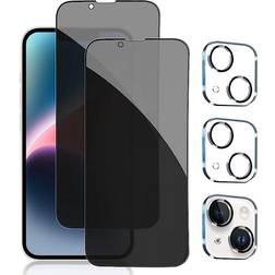 Pehael Privacy Screen Protector with Camera Lens Protector for iPhone 14 Plus - 2 Pack