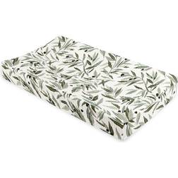Babyletto Changing Pad Covers Olive White & Green Olive Branches Organic Cotton Changing Pad Cover