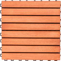 Vifah V375 Eucalyptus Hardwood 8 Straight Slat Design Interlocking Wood Deck Tile