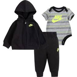 Nike Baby Stripe Bodysuit Hoodie & Joggers Set - Black (56G803-023)