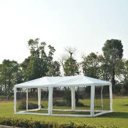 OutSunny 20' Party Tent Gazebo Wedding Canopy with Removable Mesh