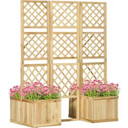 OutSunny Freestanding Privacy Screen with 4 Self-Draining Raised Garden
