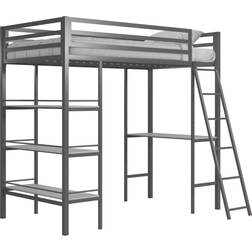 Little Seeds Nova Metal Loft Bed with Shelves Twin Bunk 41.5x77.5"