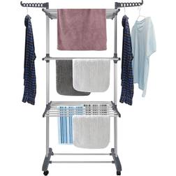 Bigzzia Clothes Drying Rack Folding Clothes Rail 3 Tier (Grey) Grey 29.92 In. W X 66.54 In. H X 19.29 In. D