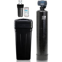 AQUASURE Harmony Series 64,000 Grain Electronic Metered Water Softener with Sediment and Carbon Pre-Filter, Black