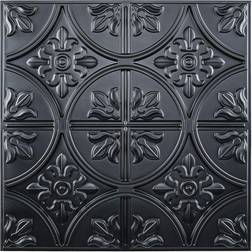 Art3d 2x2 PVC Decorative Ceiling Tile 3D Ceiling Panel Fancy Flower(12-Pack) Black
