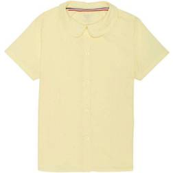 French Toast Little & Big Girls Short Sleeve Button-Down Shirt, Yellow Yellow