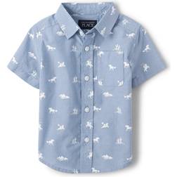 The Children's Place Baby's Dad & Me Horse Poplin Button Up Shirt - Blue Riviera