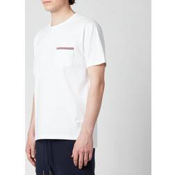 Thom Browne White Stripped Chest Pocket T-Shirt