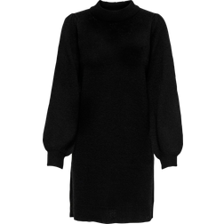 JdY Loose Fit High Neck Volume Sleeves Short Dress - Black