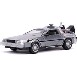 Jada DeLorean Brushed Metal Time Machine with Lights Flying Version Back to the Future Part 2 1989 Movie 1:24