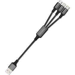 3-in-1 Multiladekabel 0.20 m, USB