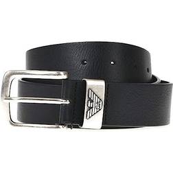 Emporio Armani Leather Belt with Logo Buckle