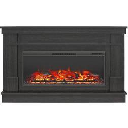 Ameriwood Home Elmcroft Wide Mantel with Electric Fireplace, Black