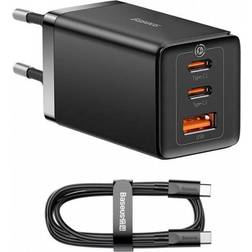 Baseus 65W GaN5 Pro Fast Charger (65 W, Power Delivery 3.0, Adaptive Fast Charge, Quick Charge 3.0) USB Ladegerät, Schwarz