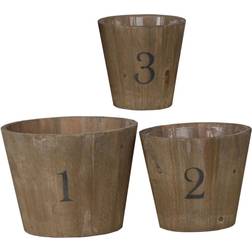 Benjara Wooden Planter with Round Base Assorted Brown