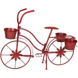 GlitzHome Bicycle Plant Stand Metal Standing Planter Hand Painted Flower Holder Garden