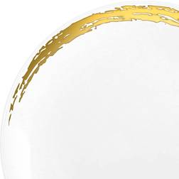 10.25" White with Gold Moonlight Round Disposable Plastic Dinner Plates (120 Plates) White With Gold