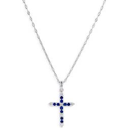 Bloomingdale's Cross Pendant Necklace - Silver/Sapphire/Diamond