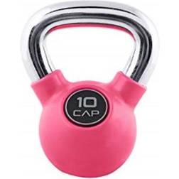 Cap Barbell Colored Rubber Coated Kettlebell with Chrome Handle, 10 lb (SDKR-010C)