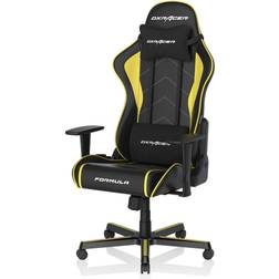 DxRacer Gaming Chair Ergonomic PC Chair PU Leather Formula Series FR08, Soft Headrest and Lumbar Support, Black/Yellow