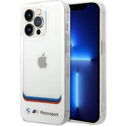 BMW iPhone 14 Pro PC/TPU White Motorsport Collection Iml Case Big Square Transparent Area And Printed Bottom Logo