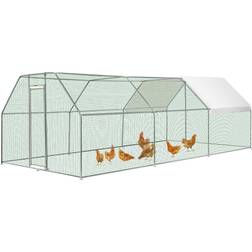 Vevor Large Metal Chicken Coop with Run Flattop 19.3x9.8x6.5ft