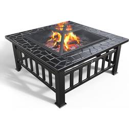 Vounot Fire Bowl with Spark Guard and Grill Grate 45cm