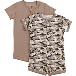 Hanes Baby Zippin Knit Short Sleeve Rompers 2-pack - Tan Camo Assorted